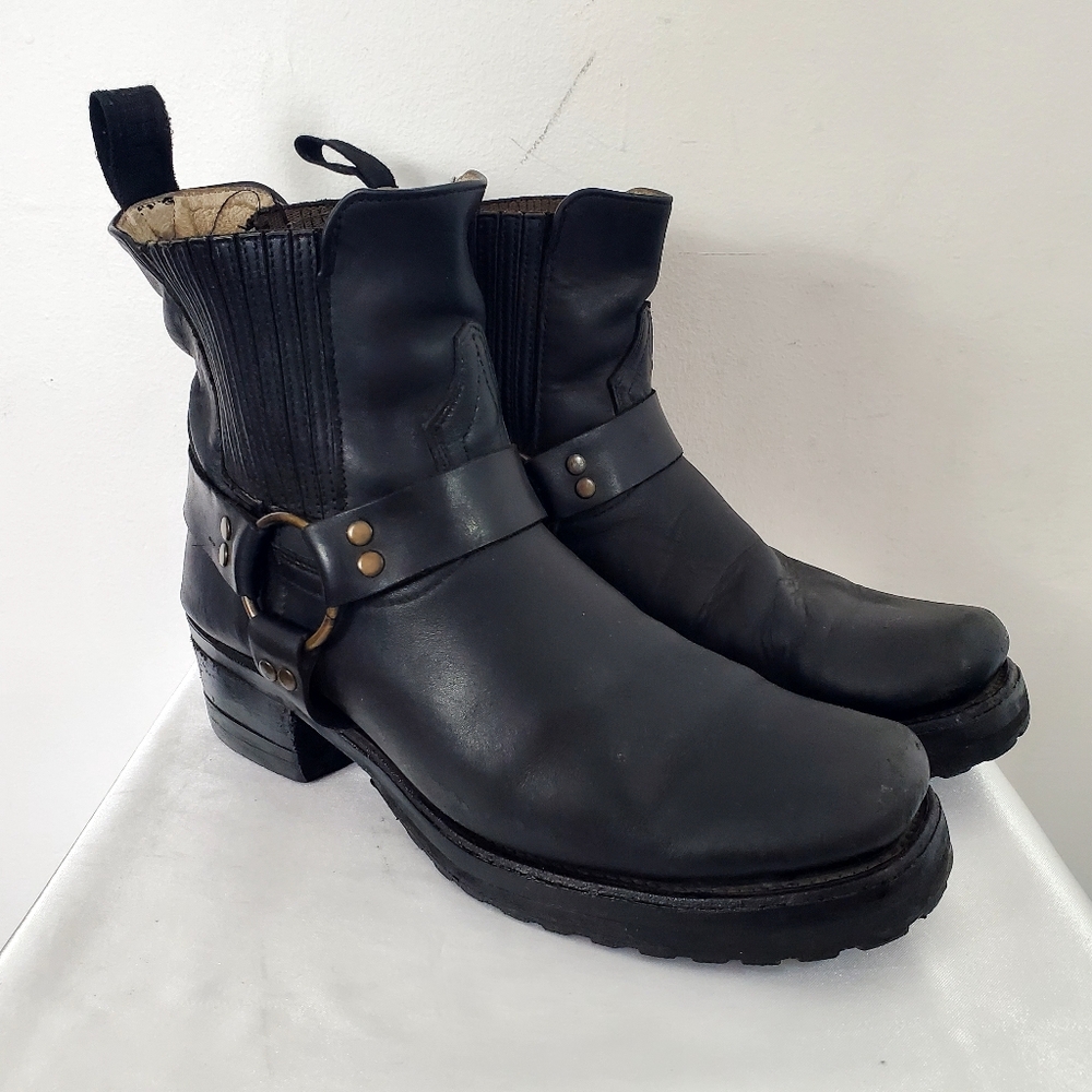 Vintage Men's Boulet Harness Riding Boots Black Leather